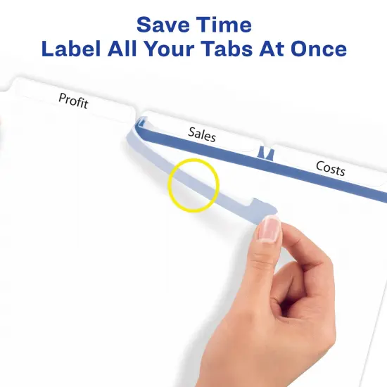 Avery 3-Tab Dividers for 3 Ring Binder, Easy Print & Apply Clear Label Strip, Index Maker Customizable White Tabs, 5 Sets (11435) {5}