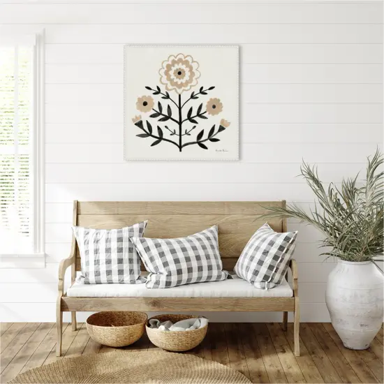 Garden Folk I Brown by Farida Zaman Framed Canvas Wall Art {6}