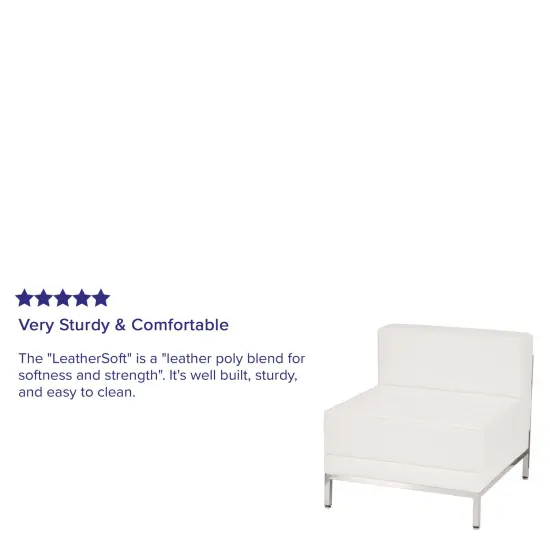 Emma and Oliver Contemporary LeatherSoftSoft Reception Modular Middle Chair Melrose White {5}