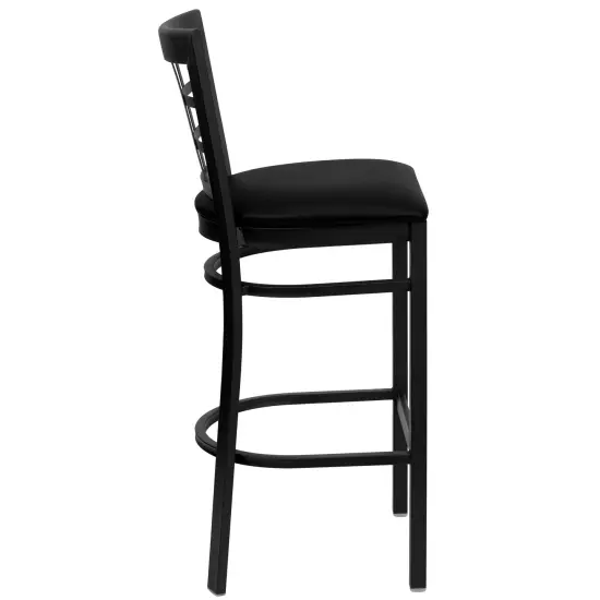 Emma and Oliver 2 Pack Window Back Metal Restaurant Barstool BlackVYL/BlackMetal {4}