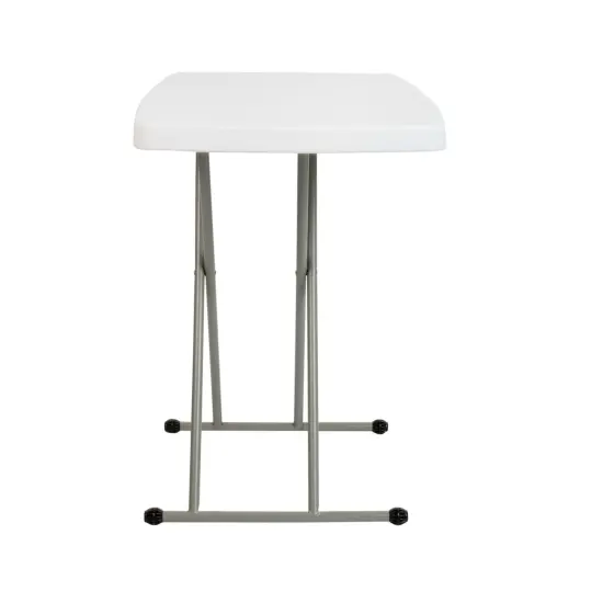 Emma and Oliver Height Adjustable Plastic Folding TV Tray/Laptop Table in Granite White {3}