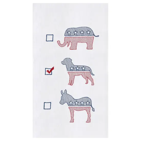 Dog Political Party Flour Sack Embroidered Cotton Kitchen Towel {1}