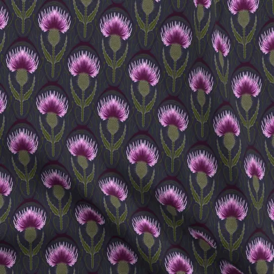 Various Fabrics by the Yard or Fat Quarter Art Nouveau Medium Scale Botanicals Thistle Dark Blue Purple Custom Printed Fabric by Spoonflower {5}