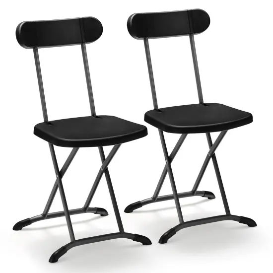 Costway 2-Pack Folding Chair with Metal Curved Feet Wide Seat & Ergonomic Backrest Black/White {7}
