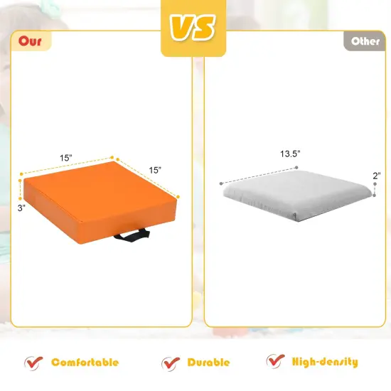 6 Pieces 15 Inches Square Toddler Floor Cushions Flexible Soft Foam Seating with Handles Multicolor {4}