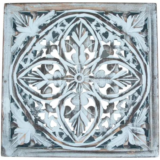 Northlight Set of 2 Antique Blue Square Stackable Nesting Side Table and Stool 16" {6}