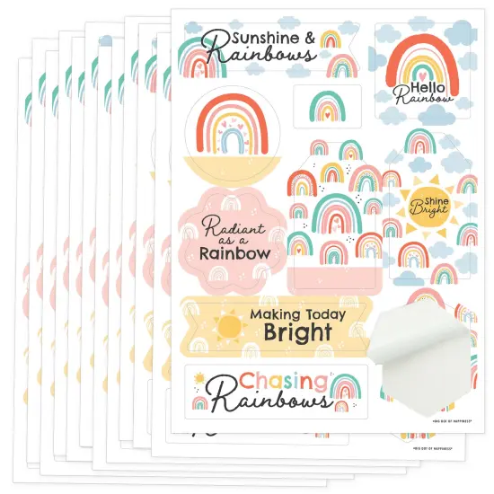 Big Dot of Happiness Hello Rainbow - Boho Baby Shower and Birthday Party Favor Sticker Set - 12 Sheets - 120 Stickers {1}