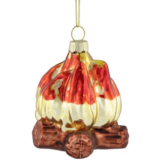 Northlight 2.75" Log Campfire Glass Christmas Ornament Gold {4}
