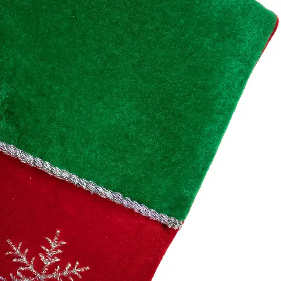 Northlight 20" Red Velveteen Sequined Christmas Tree Stocking with Green Cuff {4}