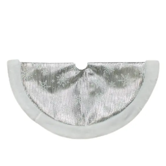 Northlight 20-Inch Silver and White Metallic Snowflake Mini Christmas Tree Skirt {1}