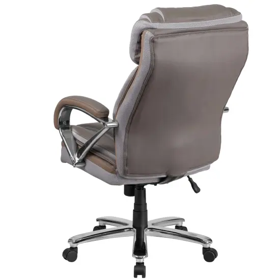 Emma and Oliver 500 lb. Big & Tall LeatherSoft Executive Ergonomic Office Chair with Wide Seat Taupe {4}