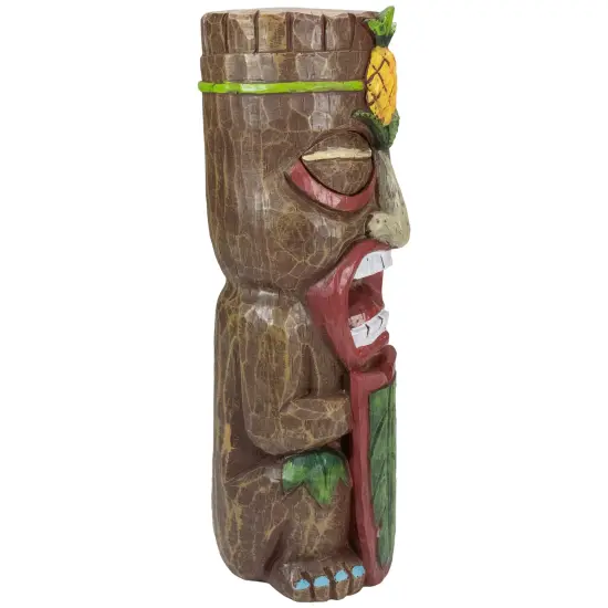 Northlight 16" Solar Lighted Polynesian Outdoor Garden Tiki Statue Brown {5}