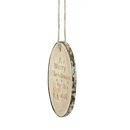 Kurt Adler 6" Rustic Woodland Tree Slice Moose Christmas Ornament Beige {3}