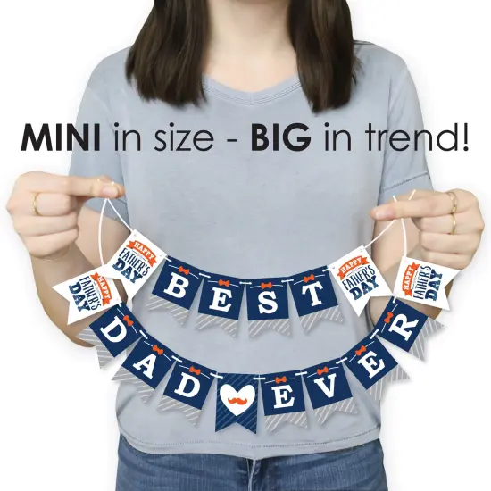 Big Dot of Happiness Happy Father's Day - We Love Dad Party Mini Pennant Banner - Best Dad Ever {4}