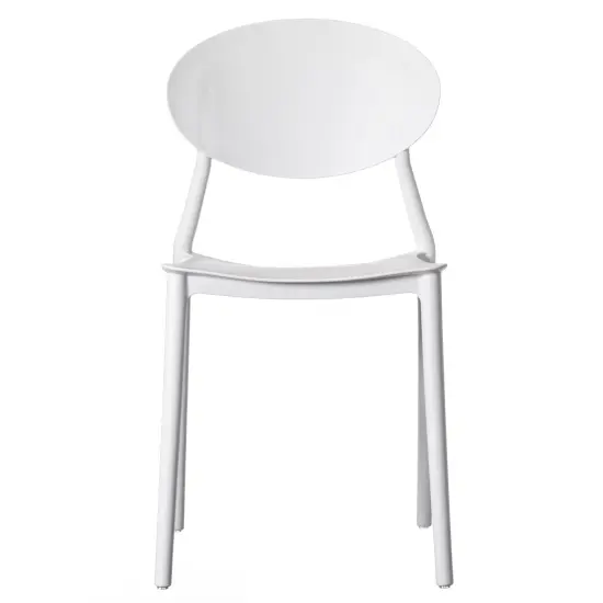 Modern Plastic Outdoor Dining Chair with Open Oval Back Design Single White {2}