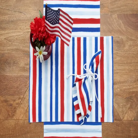 Watercolor Patriotic Stripe 4th of July Cotton Cloth Napkin Set of 6 {3}