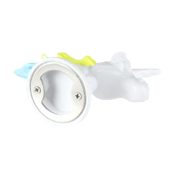 Wild Eye 3.5" White and Multi Rainbow Unicorn Resin and Metal Bottle Opener {3}