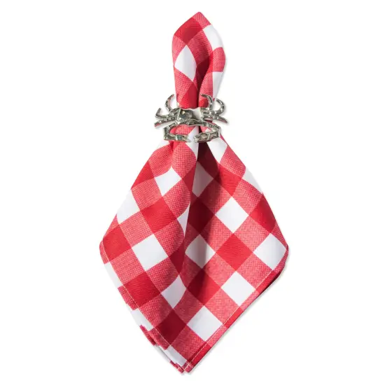 Contemporary Home Living Set of 6 Red and White Checkered Design Square Outdoor Napkin 20" {4}