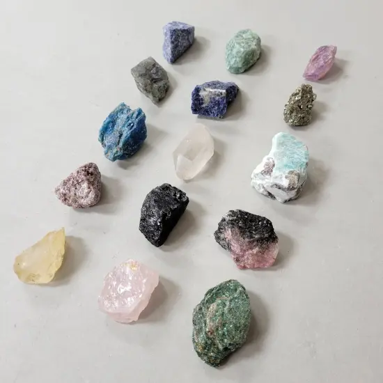 15 Raw Crystals Set Mixed Rough Gemstones {2}