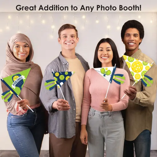 Big Dot of Happiness Let's Rally - Pickleball - Triangle Birthday or Retirement Party Photo Props - Pennant Flag Centerpieces - Set of 20 {6}