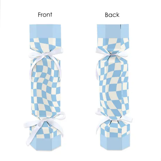Big Dot of Happiness Blue Checkered Party - No Snap Party Table Favors - DIY Cracker Boxes - Set of 12 {7}