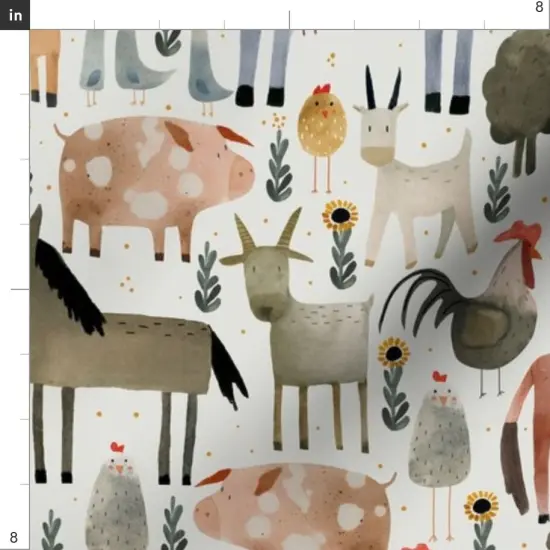 Various Fabrics by the Yard or Fat Quarter Horses Donkeys Cows Rooster Ranch Whimsical Sheep Pig Sunflowers Custom Printed Fabric by Spoonflower {4}
