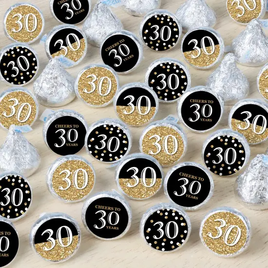 Big Dot of Happiness Adult 30th Birthday - Gold - Birthday Party Small Round Candy Stickers - Party Favor Labels - 324 Count {1}