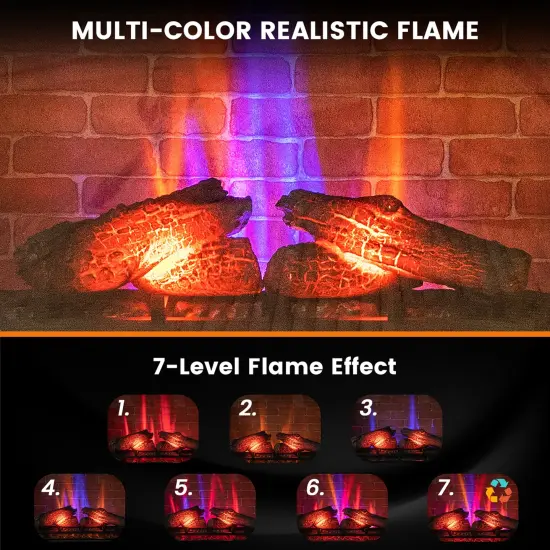 Costway 27'' Electric Fireplace Heater Freestanding 1400W Remote Control Timing Function Brown/Black/White {5}