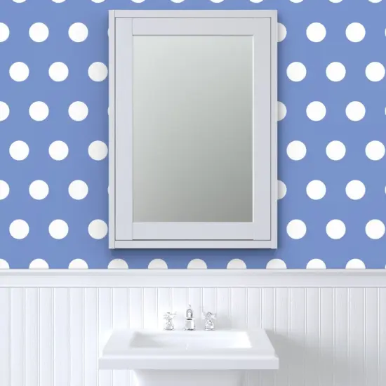 Peel & Stick Wallpaper 2FT Wide Blue Bright Polka Dots Costal Beach Whimsical Large Scale Custom Removable Wallpaper by Spoonflower {6}