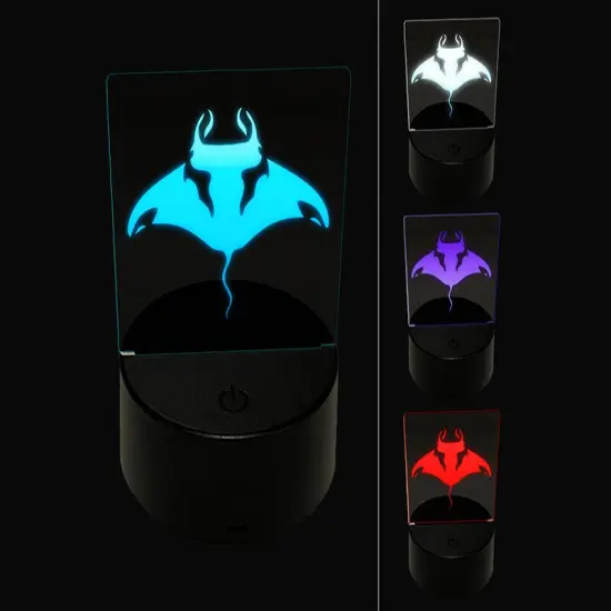 Manta Ray Devilfish Sea Ocean Creature 3D Illusion LED Night Light Sign Nightstand Desk Lamp {1}