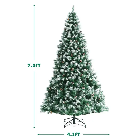 Costway 6ft/7.5ft/9 ft Snow Flocked Hinged Christmas Tree {4}