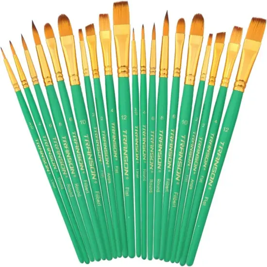 20Pcs Bulk Artist Painting Brush Set for Acrylic Watercolor Gouache Hobby Craft Face Rock Painting Green {1}