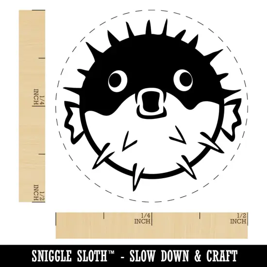 Startled Puffer Fish Self-Inking Rubber Stamp for Stamping Crafting Planners Lime Green {1}