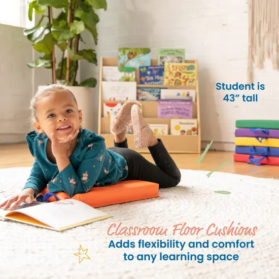 Mobile Cushion Cart and SoftZone Square Floor Cushions, Flexible Seating Assorted {5}