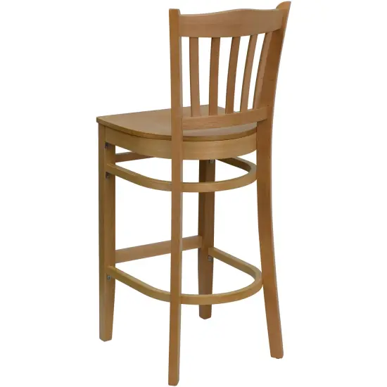 Emma and Oliver Vertical Slat Back Wooden Restaurant Dining Barstool NaturalWood {3}