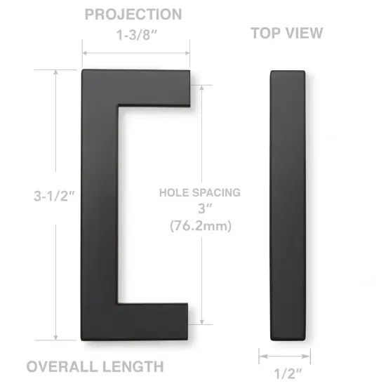 Cauldham 25 Pack Kitchen Cabinet Square Pulls Handles -Drawer/Door Hardware - Style M274 - Matte Black {5}