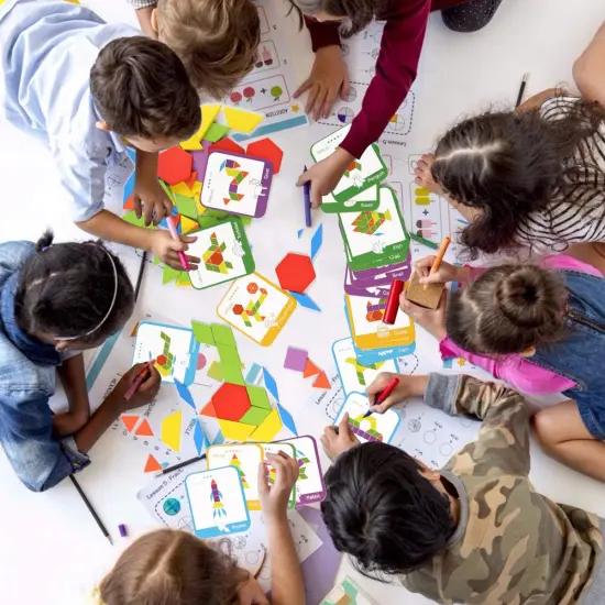 209 Pieces Wooden Pattern Blocks, Geometric Shapes Blocks Pattern Blocks with Cards Tangram Puzzles for Kids Educational Tangram Toys {4}