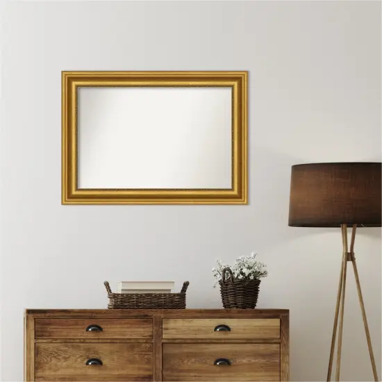 Parlor Gold Non-Beveled Custom Framed Bathroom Vanity Wall Mirror {1}