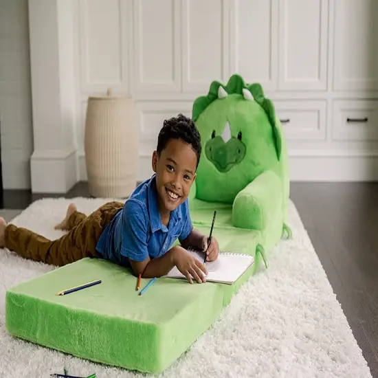 Soft Landing - Elite Seats - Premium Character Sofa Seat & Transformable Fold-Out Lounger with Carrying Handle - Dino {1}