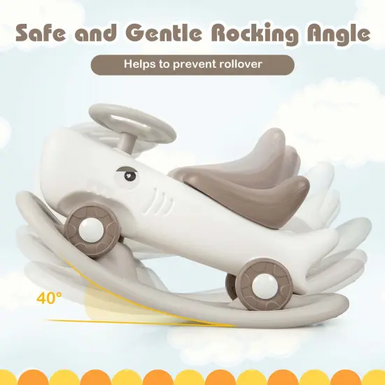 Costway Convertible Rocking Horse & Sliding Car with Detachable Balance Board Dark Gray/White {6}