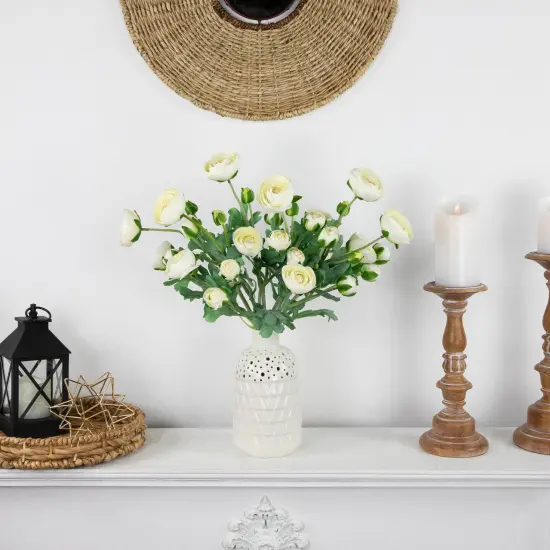 Northlight Real Touch™ Cream Ranunculus Artificial Floral Sprays, Set of 6 - 21" White {3}