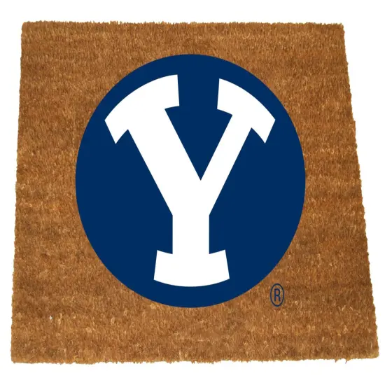 The Memory Company NCAA BYU Cougars Logo Rectangular Coir Door Mat 29.5" x 19.5" Brown {1}