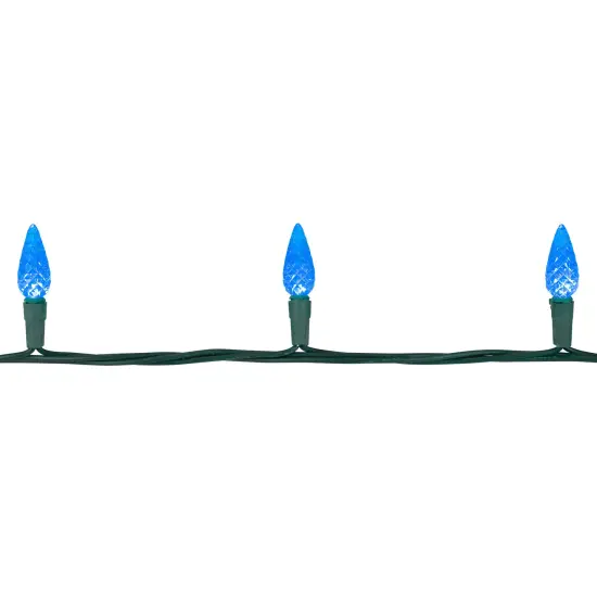 Northlight LED Faceted C6 Christmas Lights - Blue - 23' Green Wire - 70ct {6}