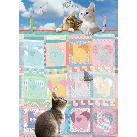 Cobble Hill Quilted Kittens Jigsaw Puzzle Multi {1}