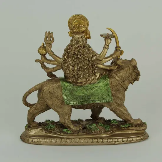 Durga Supreme Hindu Goddess Riding On Tiger Statue {4}