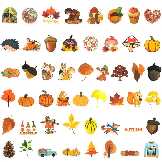 Wrapables Waterproof Vinyl Stickers for Water Bottles, Laptop, Phones, Skateboards, Decals for Teens, 100pcs Autumn {3}