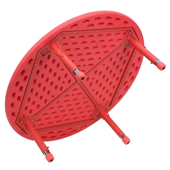 Emma and Oliver 45" Round Plastic Height Adjustable Activity Table Red {3}