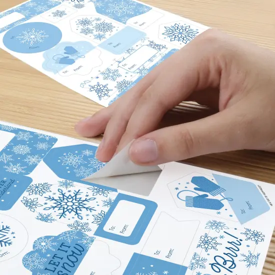 Big Dot of Happiness Blue Snowflakes - Assorted Winter Holiday Party Gift Tag Labels - To and From Stickers - 12 Sheets - 120 Stickers {6}