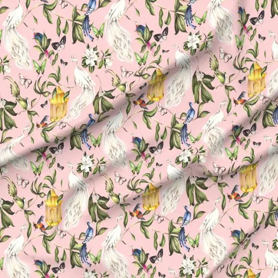 Various Fabrics by the Yard or Fat Quarter Chinoiserie Maximalist Peacock Botanical Birdcage Nature Birds Whimsical Custom Printed Fabric by Spoonflower {6}