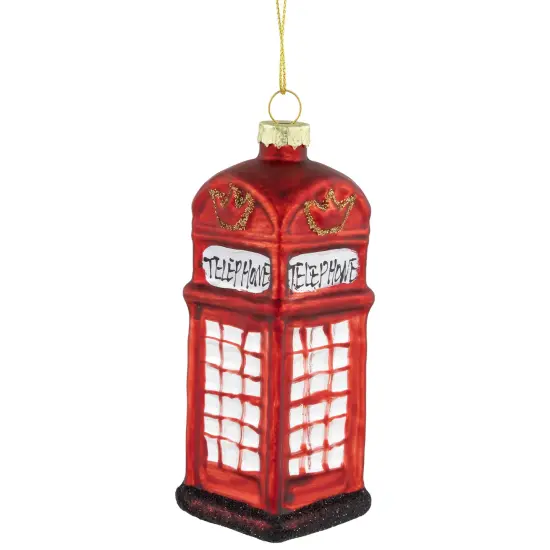 Northlight 4.5" Red Euro Phone Booth Glass Christmas Ornament {4}